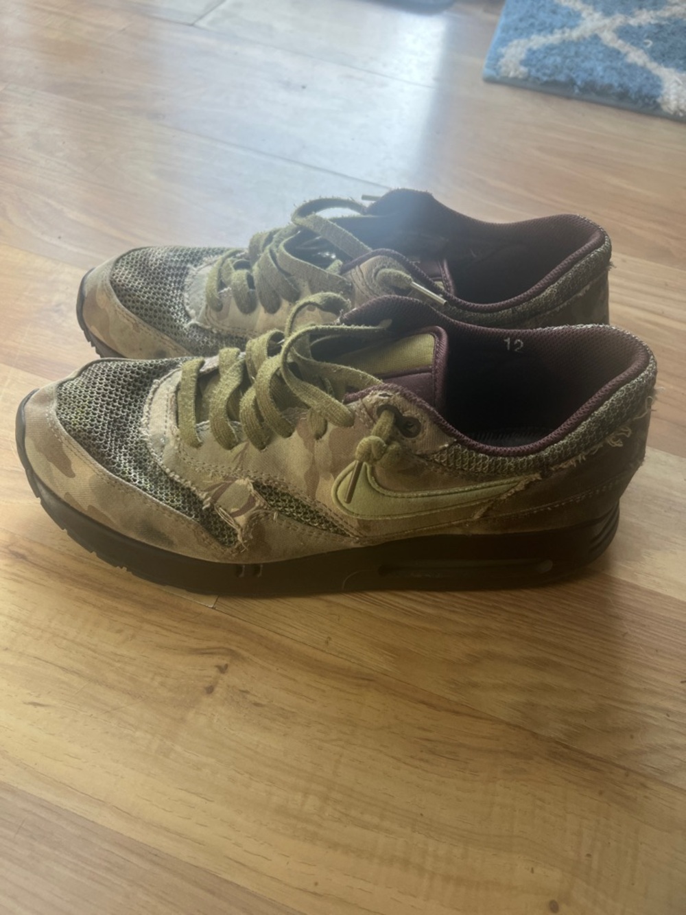 Nike Green and Tan Camo Low-Top Sneakers